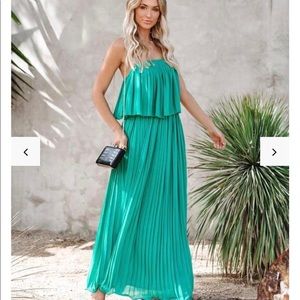 Secluded Beach Pleated Maxi Dress - VICI